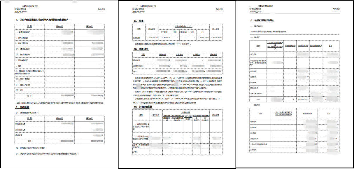 上市公司信息披露和报表附注